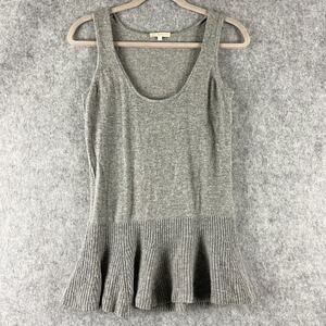 Ann Mashburn Cashmere Sweater Womens Medium Gray Peplum Sleeveless Quiet Luxury